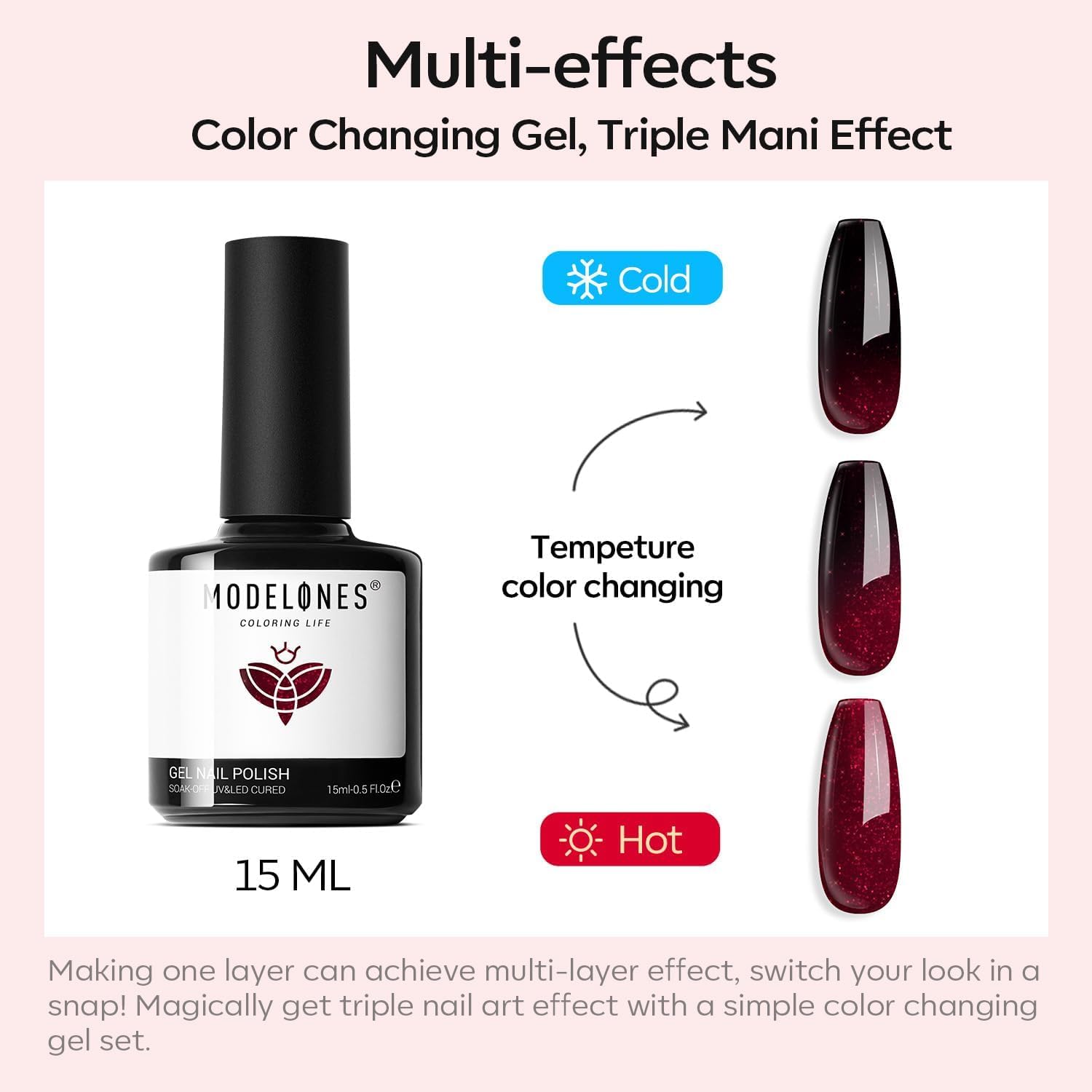 Modelones vernis gel changement couleur froid bleu, effet transition élégant et discret.