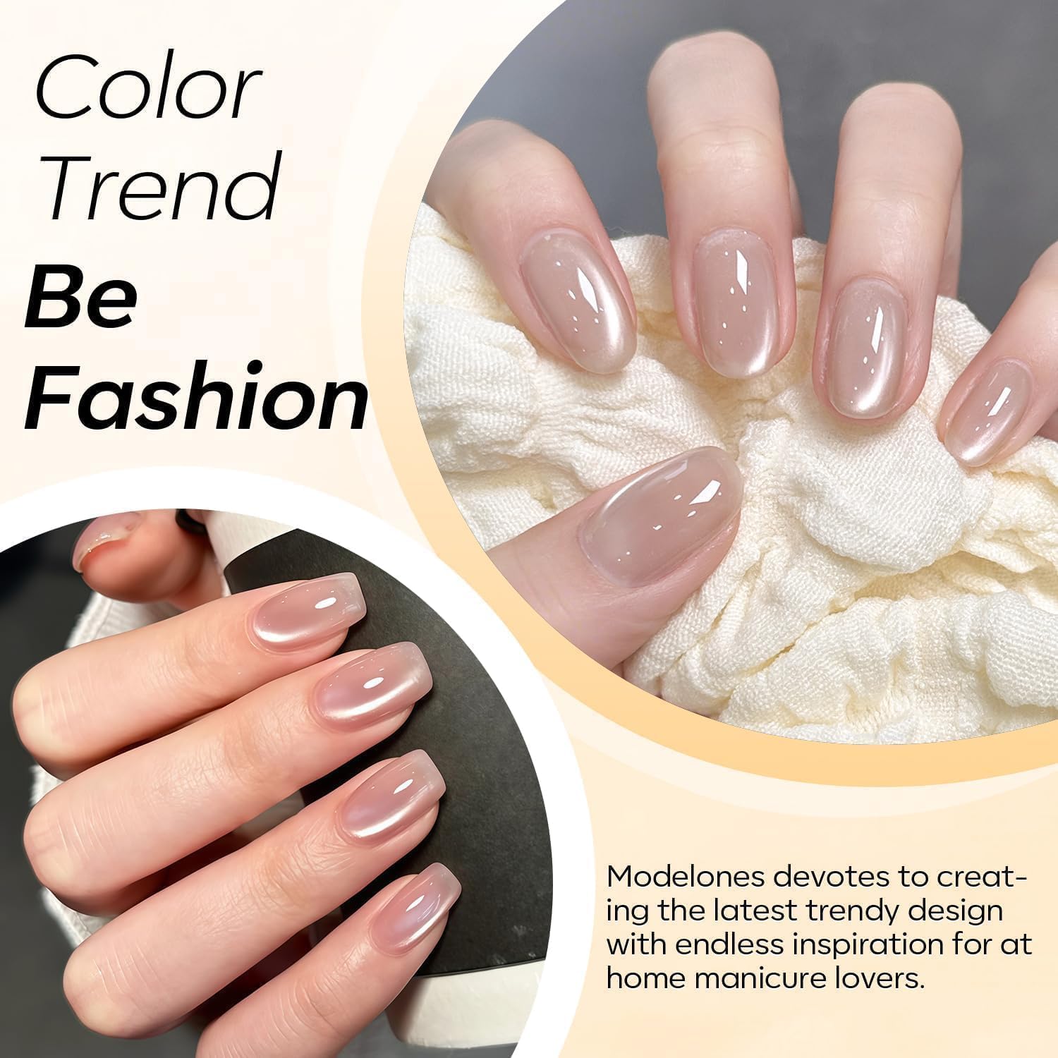 Vernis gel effet coquille irisante, reflets nacrés pour un look raffiné.