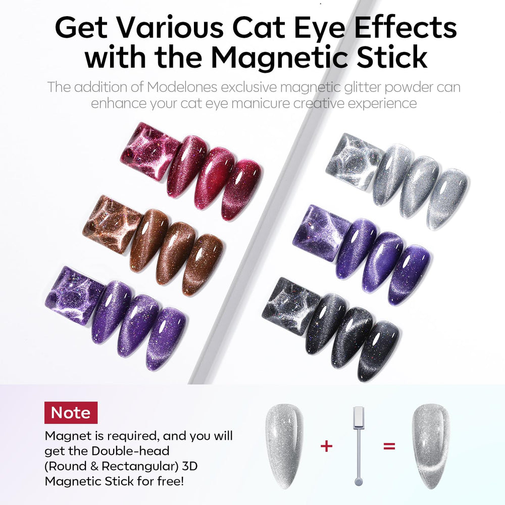 Modelones vernis gel rouge avec effet œil de chat et brillance