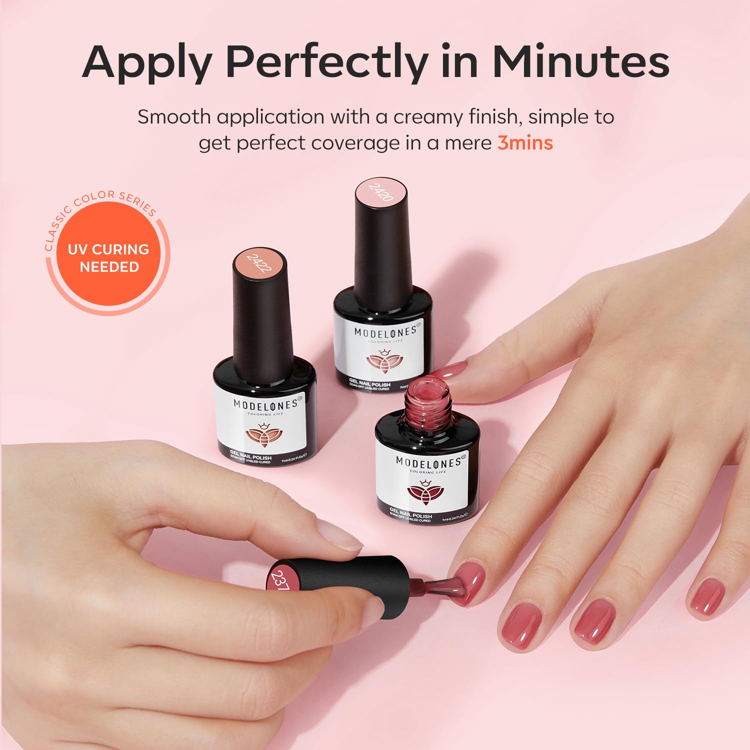 Modelones Gel Vernis brillance satinée, surface lisse et moderne