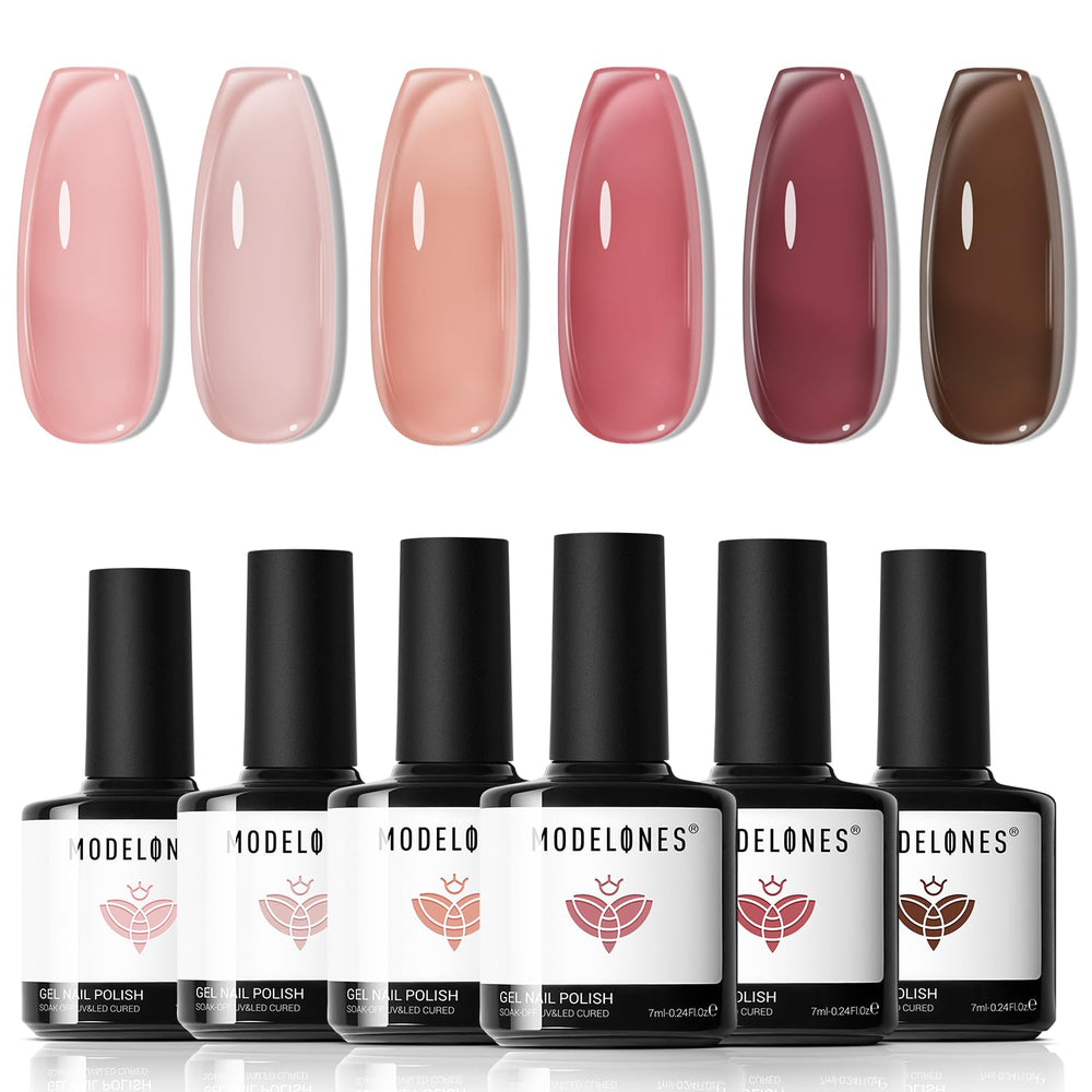 Modelones Gel Vernis ensemble couleur nude pour une manucure naturelle et translucide