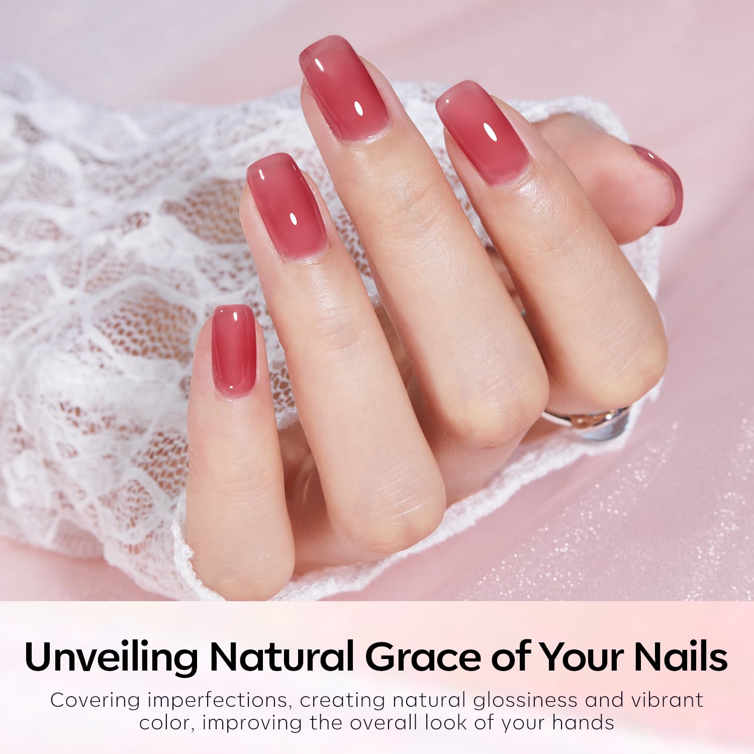 Modelones Gel Vernis rose-pale, éclat léger pour ongles élégants