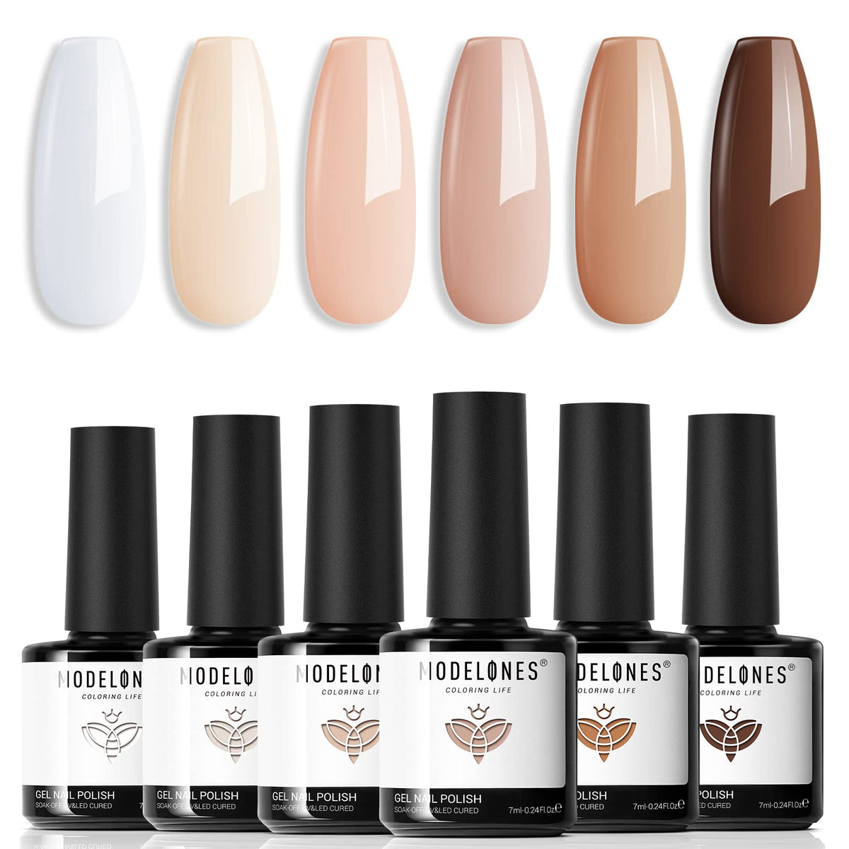 Modelones Gel Vernis ensemble 6 couleurs pour une manucure durable et brillante à domicile.