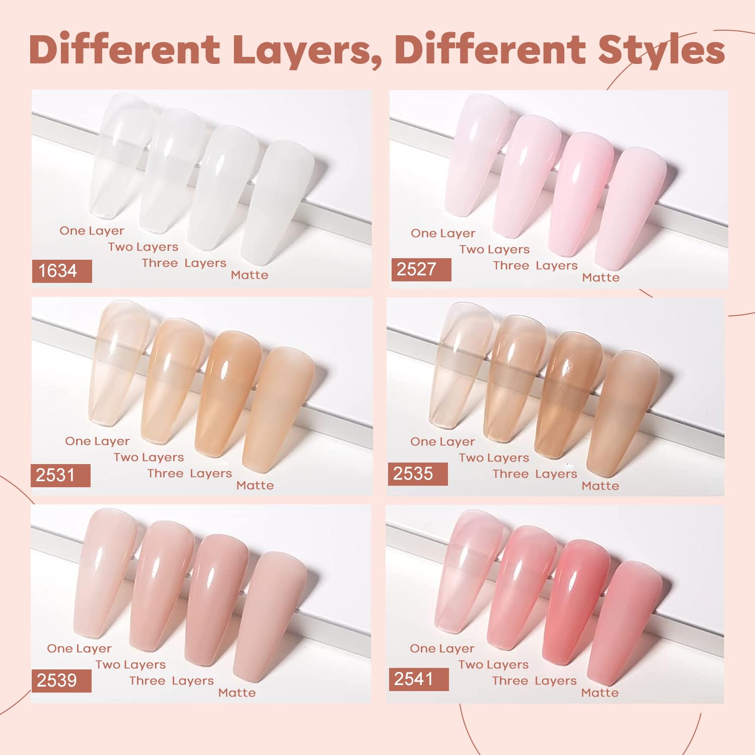 Modelones vernis gel jelly six couleurs translucides sur palette polyvalente.