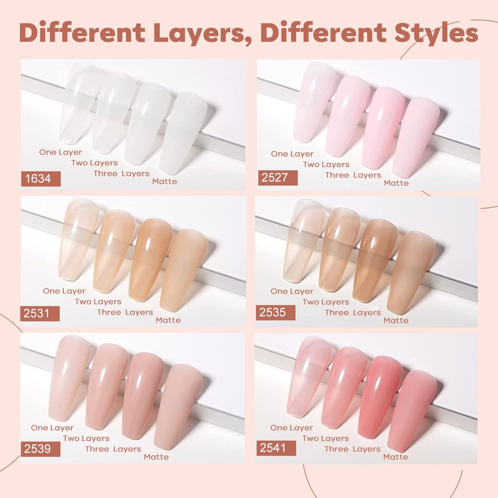 Modelones vernis gel jelly six couleurs translucides sur palette polyvalente.