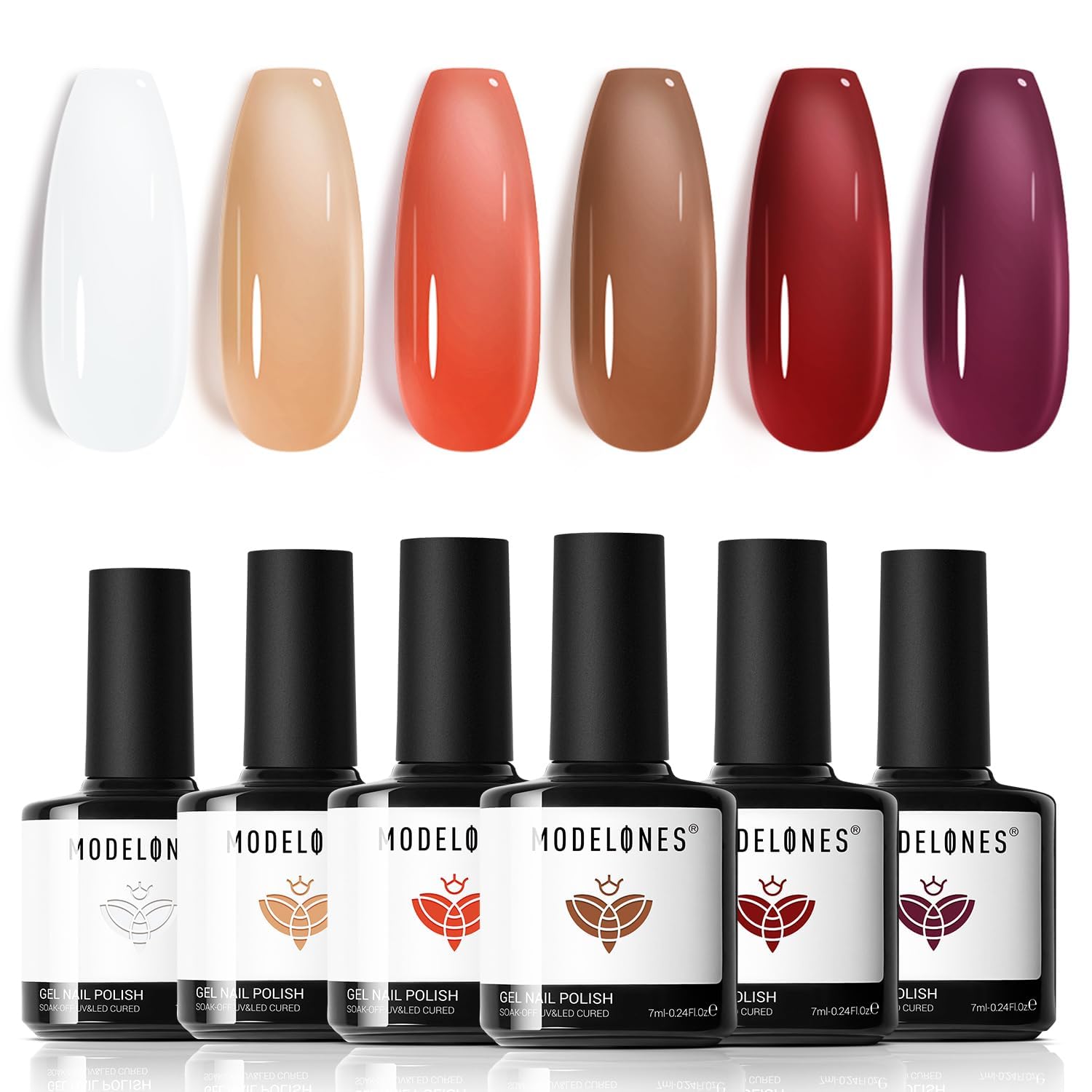 Modelones vernis gel jelly en 6 couleurs pour des ongles polyvalents et tendance.