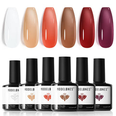 Modelones vernis gel jelly en 6 couleurs pour des ongles polyvalents et tendance.