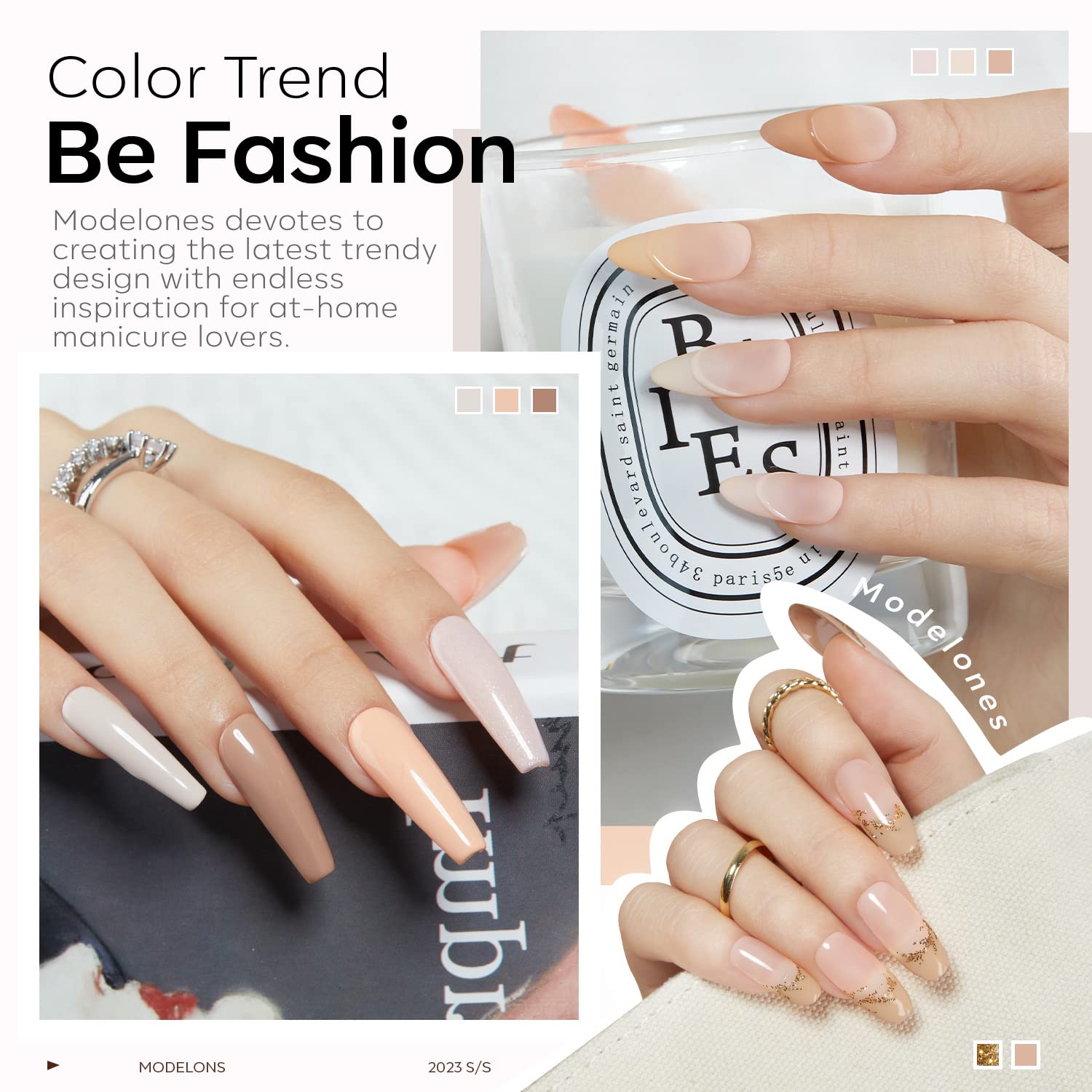 Modelones vernis gel nude teinte taupe – longue tenue sans éclat.