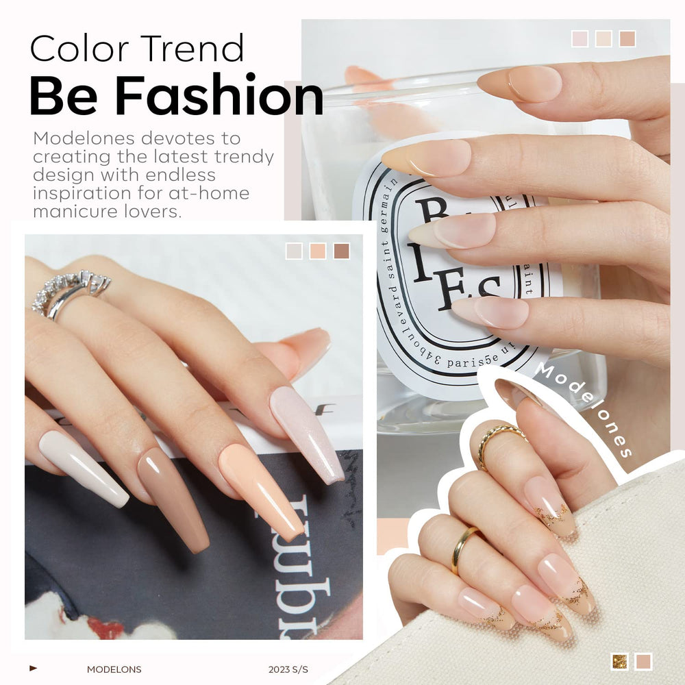 Modelones vernis gel nude teinte taupe – longue tenue sans éclat.