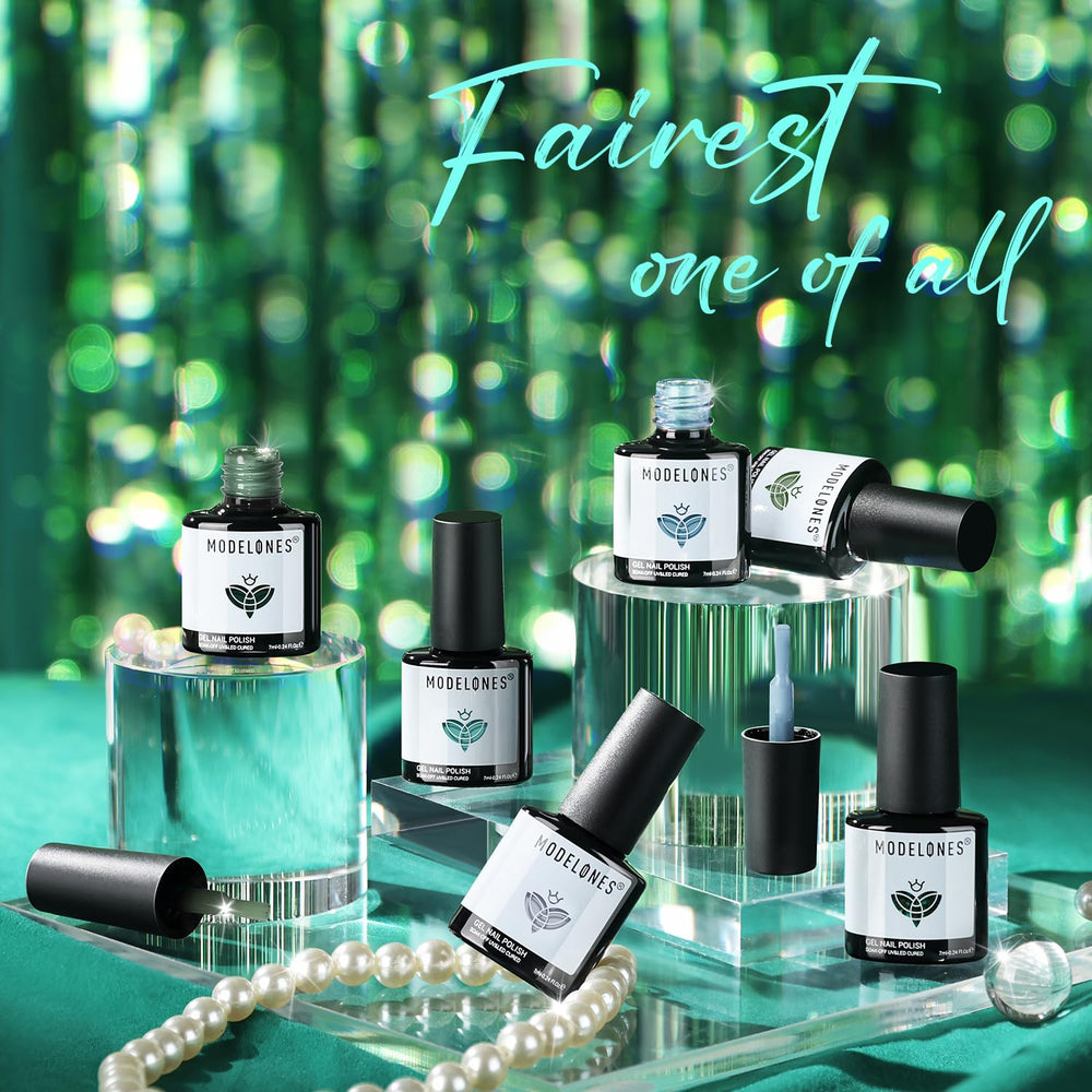Modelones vernis-gel paillettes vert: éclat scintillant pour les fêtes