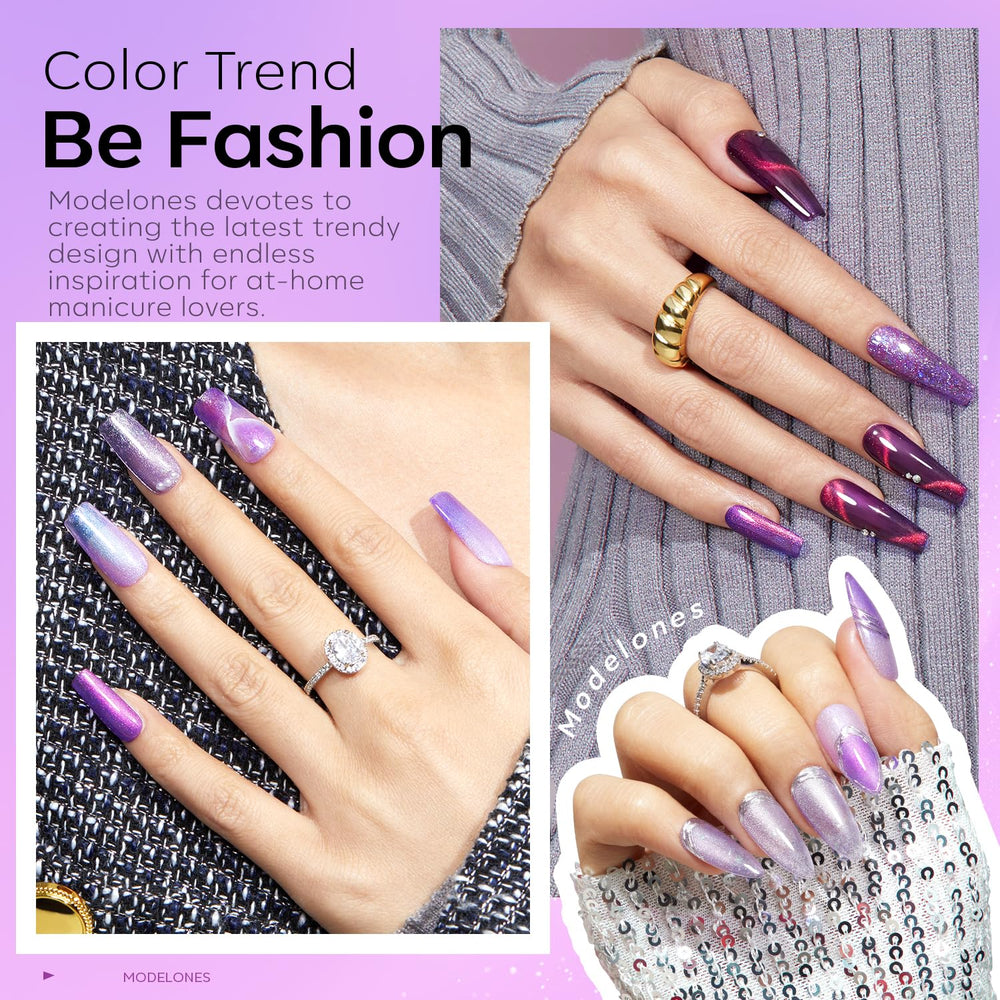 Modelones vernis gel paillettes violet : brillance éclatante et raffinée.