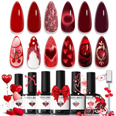 Modelones vernis gel rouge ensemble 6 couleurs pour une manucure rapide et durable.