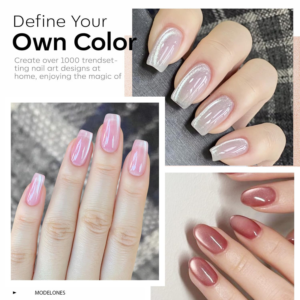 Vernis gel translucide rose avec glitter holographique Modelones.