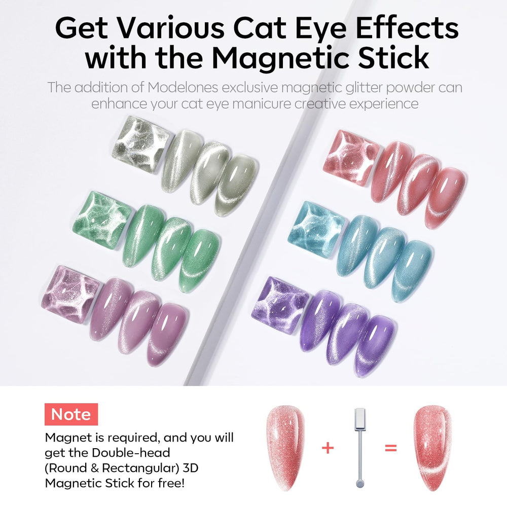 Modelones vernis œil-de-chat à aimant pour motifs magnétiques variés