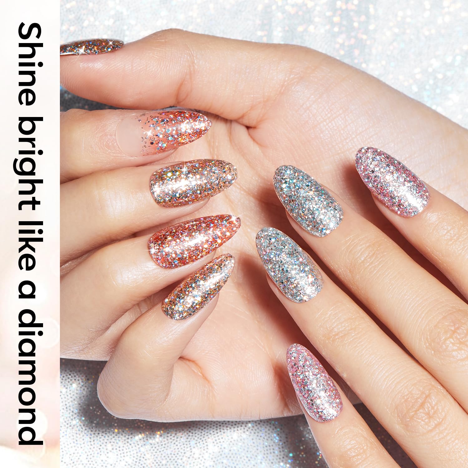 Modelones vernis paillettes argent reflète une brillance durable sur les ongles.