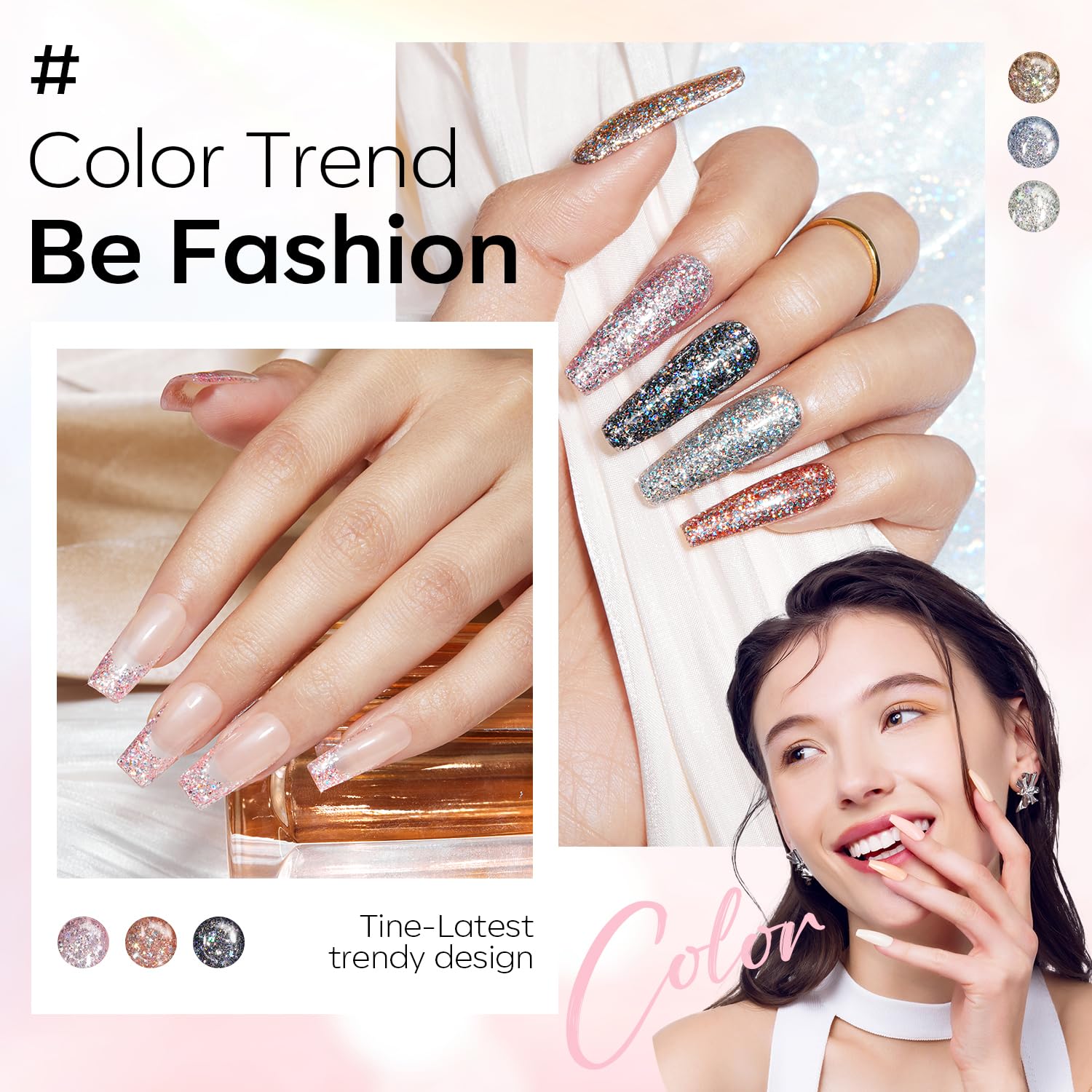 Modelones vernis paillettes or offre un effet miroir glamour.