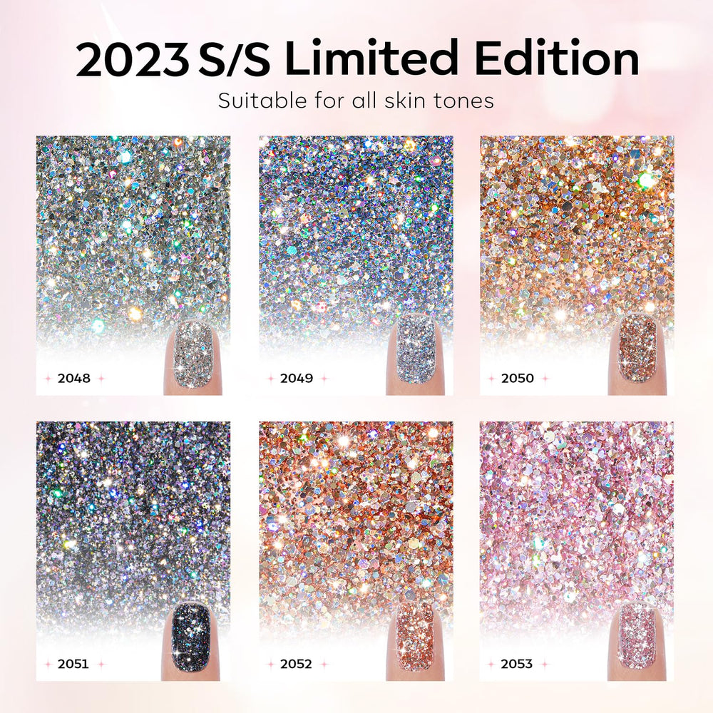 Modelones vernis paillettes rose apporte une touche festive sur les ongles.