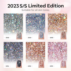 Modelones vernis paillettes rose apporte une touche festive sur les ongles.