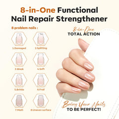 Modelones vernis-renforcisseur croissance pour ongles endommagés, effet naturel et brillant.