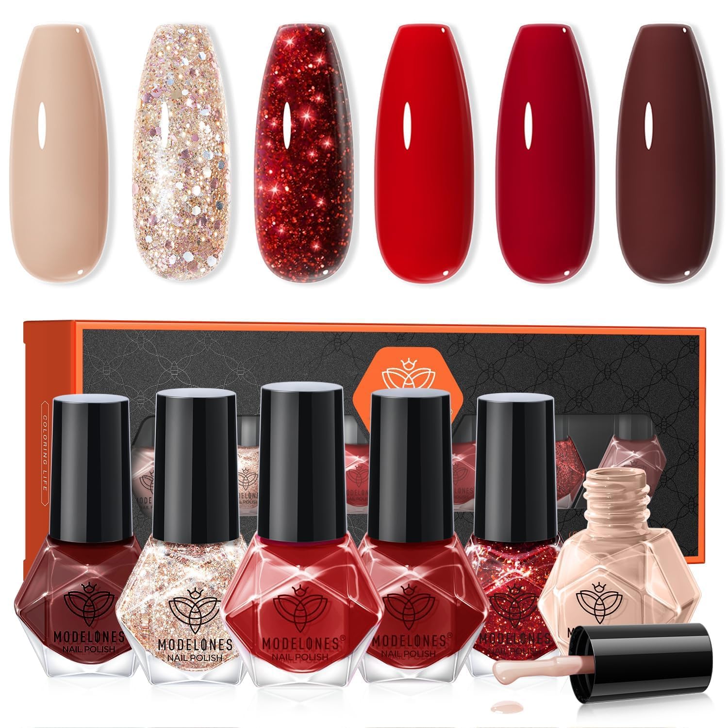 Modelones vernis rouge ensemble, six couleurs, parfait pour varier les looks à domicile
