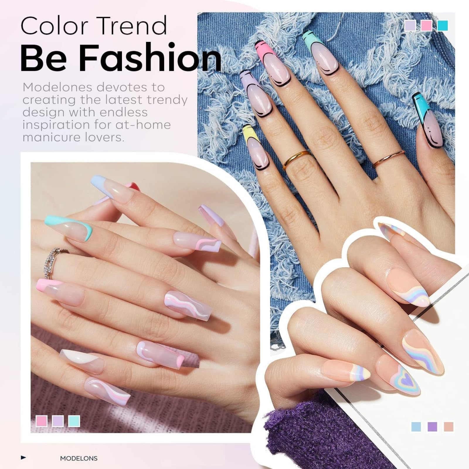 Modelones violet macaron vernis gel: nuance gourmande pour motifs délicats.