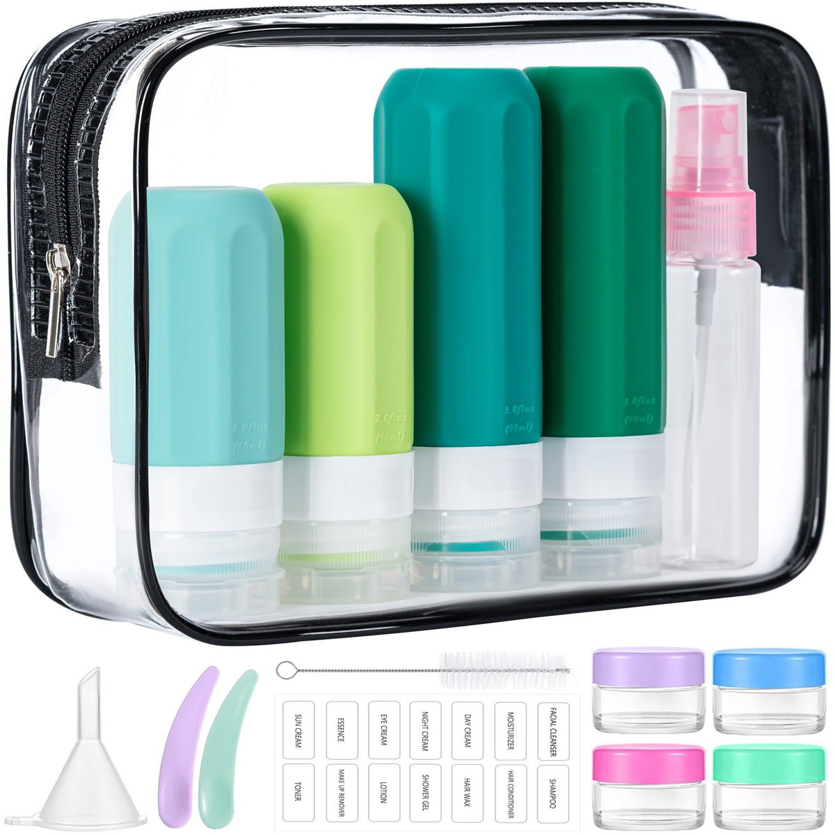 MODENGKONGJIAN ensemble-bouteilles-voyage anti-fuite 90ml, idéal pour shampoing et soins.