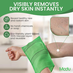 Gant Modu vert – usage sous la douche pour peau douce et nette.