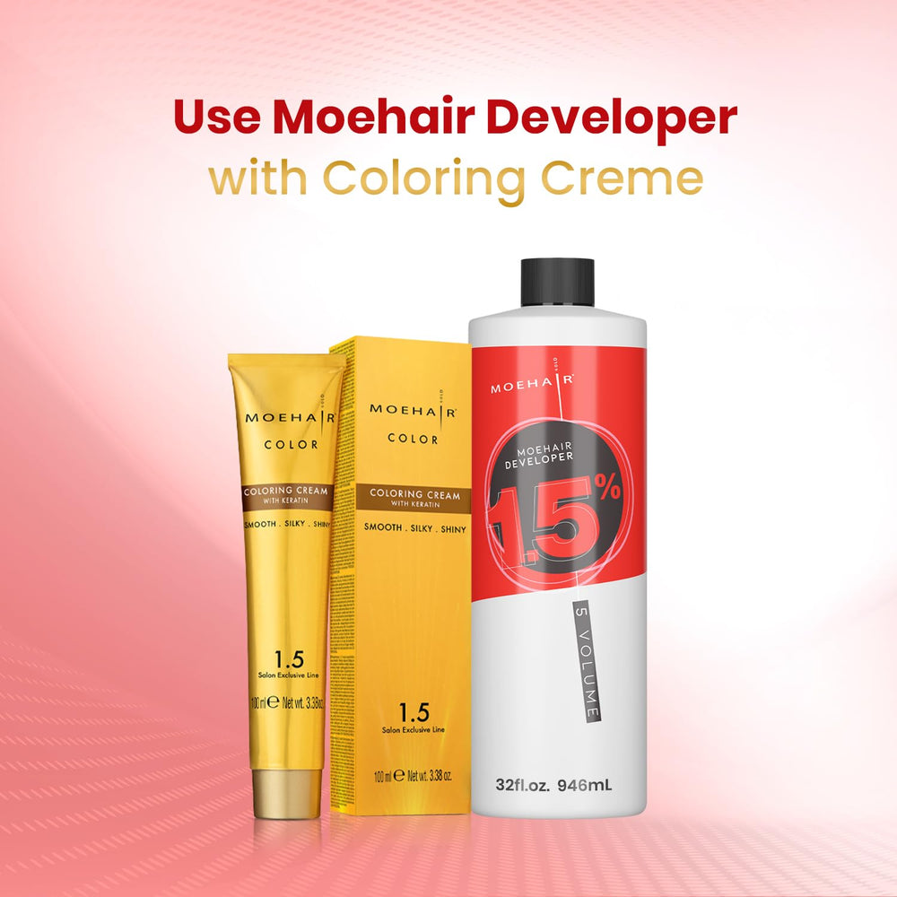 MOEHAIR Développeur Crème 5 Volume – application sur cheveux pour retouches ciblées.