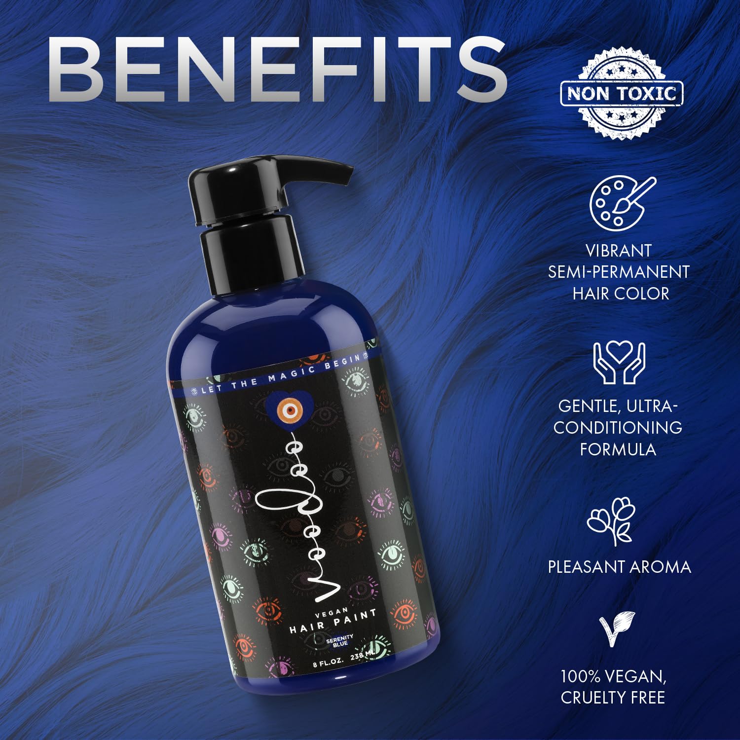 MOEHAIR Serenity Bleu – coloration inter-mélangeable avec d'autres teintes.