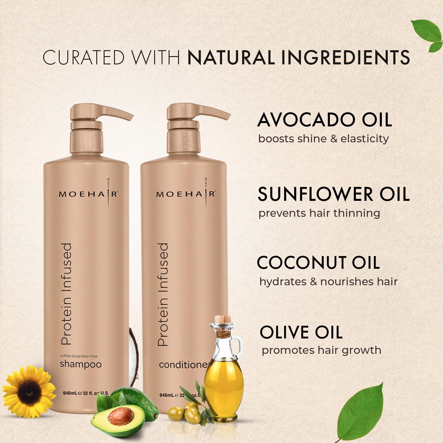 MOEHAIR Coffret soin: duo protéiné pour cheveux en meilleure hydratation.