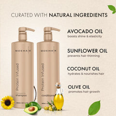 MOEHAIR Coffret soin: duo protéiné pour cheveux en meilleure hydratation.