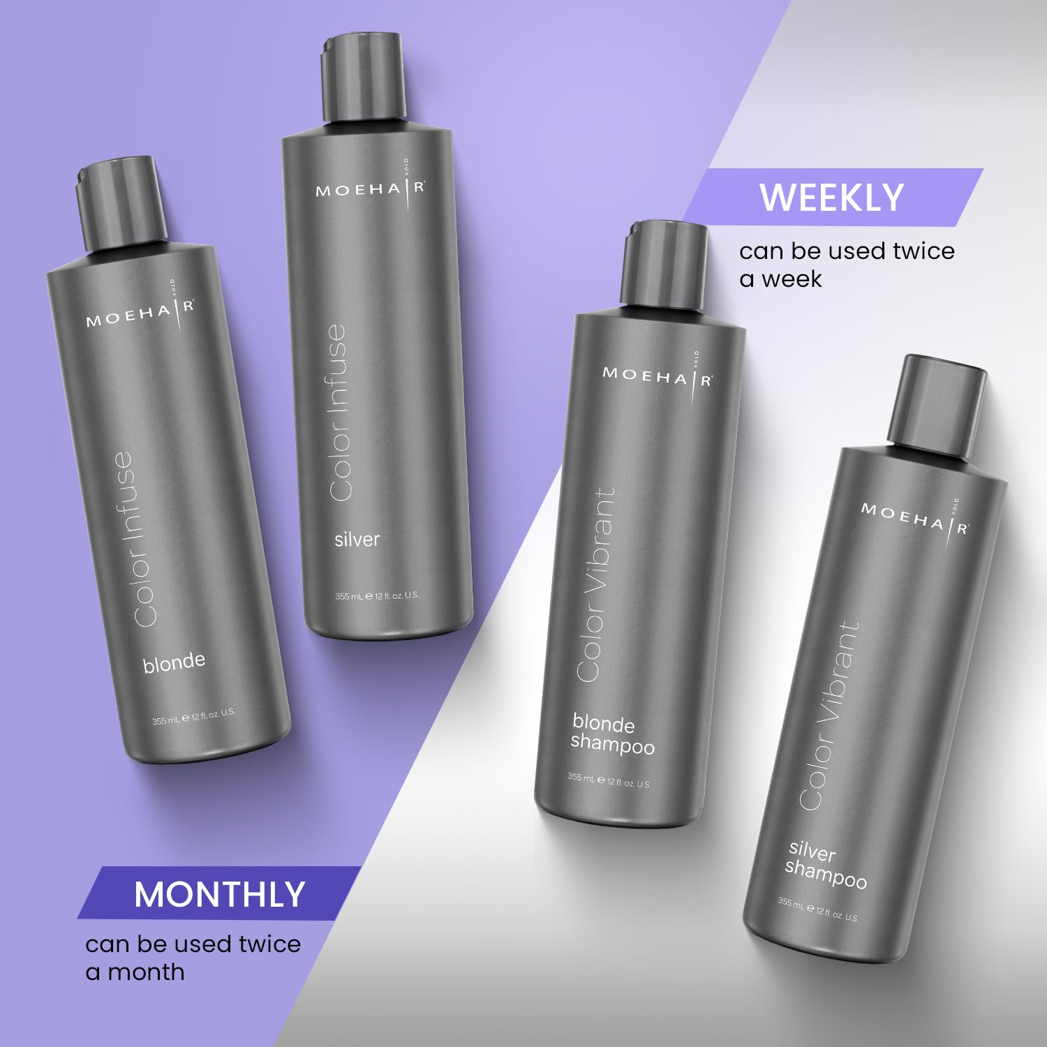 Moehair Color Infuse Silver, rendu brillance durable pour cheveux argentés
