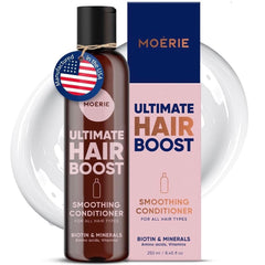 Moerie conditionneur croissances cheveux: bouteille montrant la formule nourrissante.