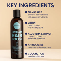 Moerie Shampoing Croissance Cheveux – texture crèmeuse montrée et hydratation possible.
