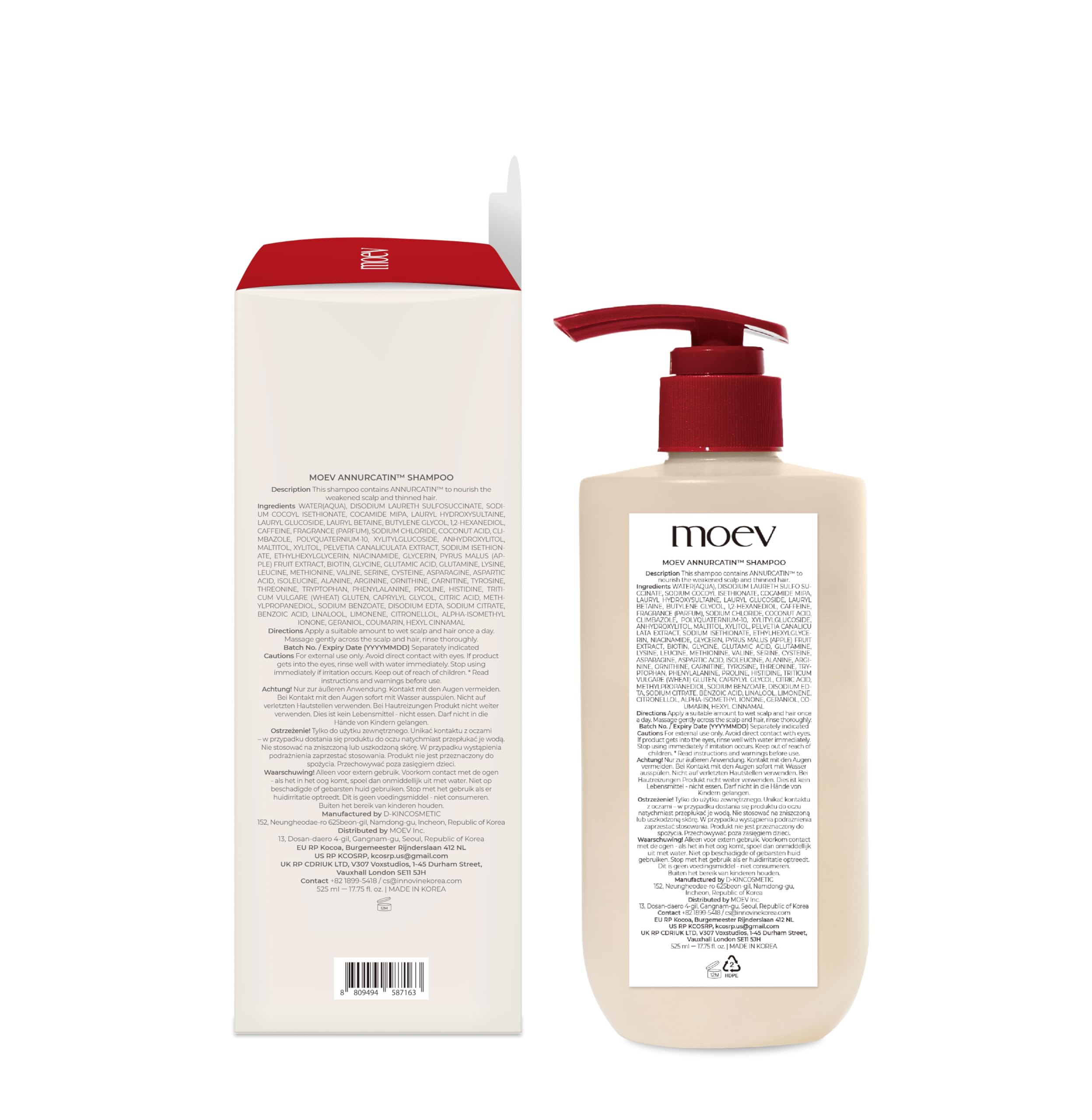 MOEV ANNURCATIN Shampoing — convient a tous les types de cheveux et donne un aspect dense.