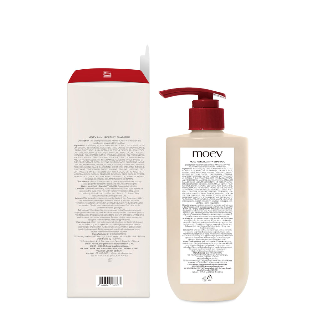 MOEV ANNURCATIN Shampoing — convient a tous les types de cheveux et donne un aspect dense.