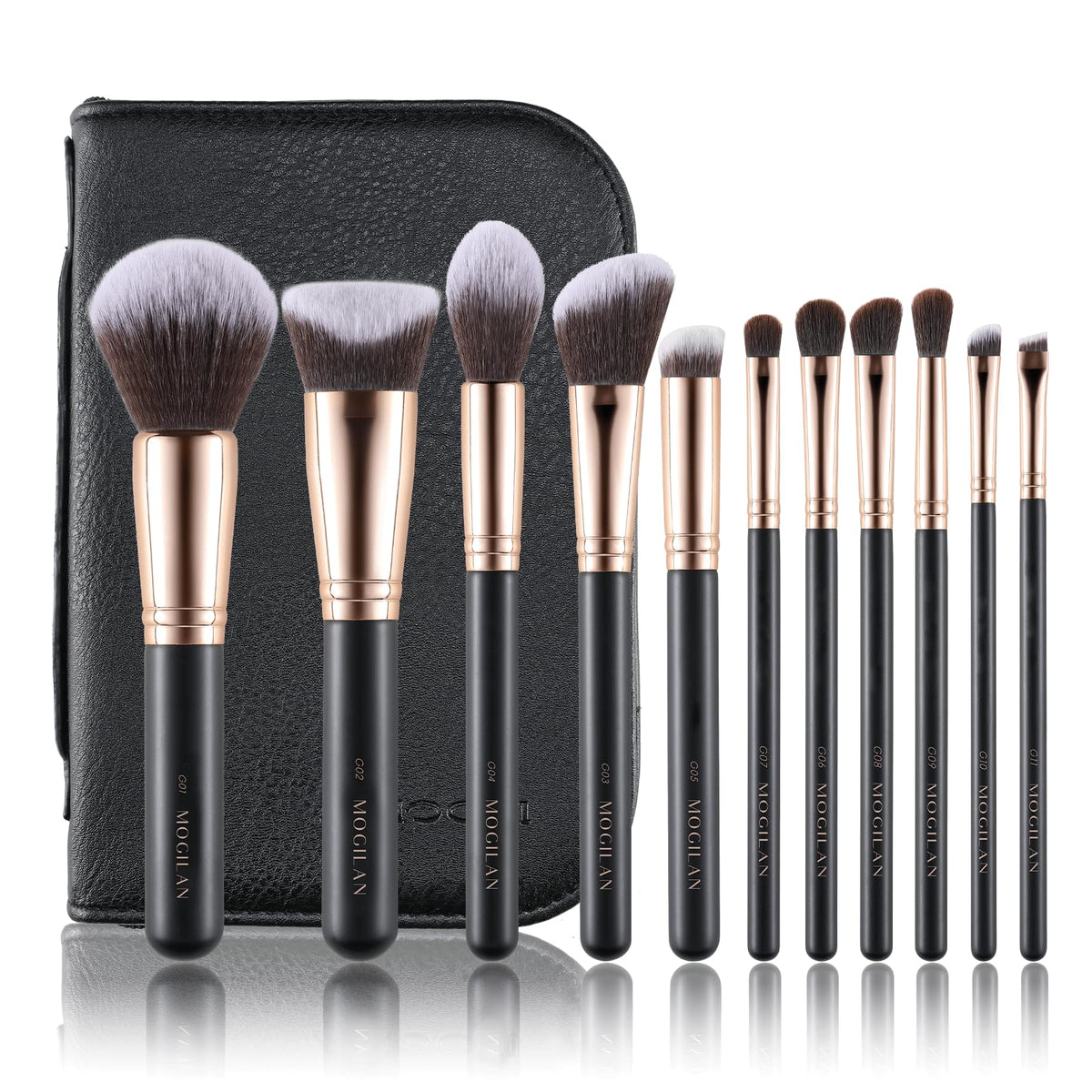 Pinceaux MOGILAN ensemble complet dans l étui noir pour un look précis.