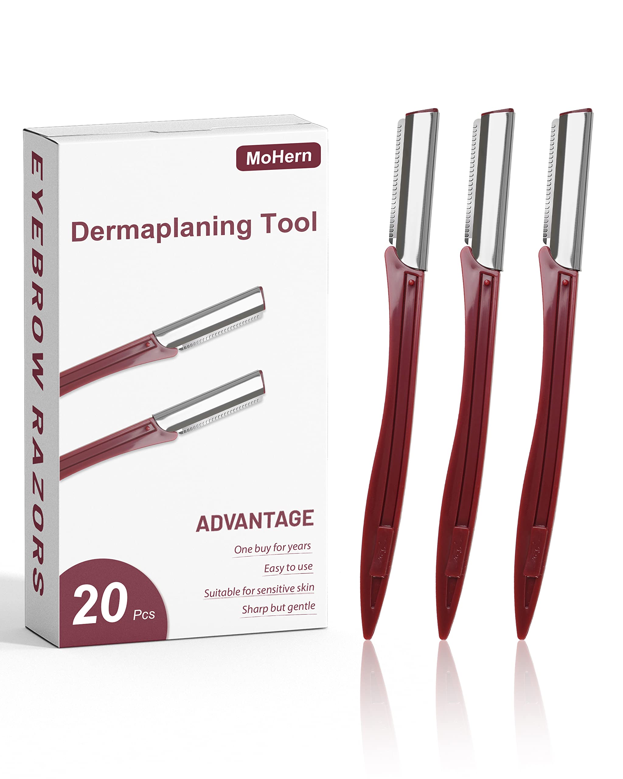 MoHern ensemble-dermaplanage-20pcs: kit complet pour éliminer les poils du visage en douceur.