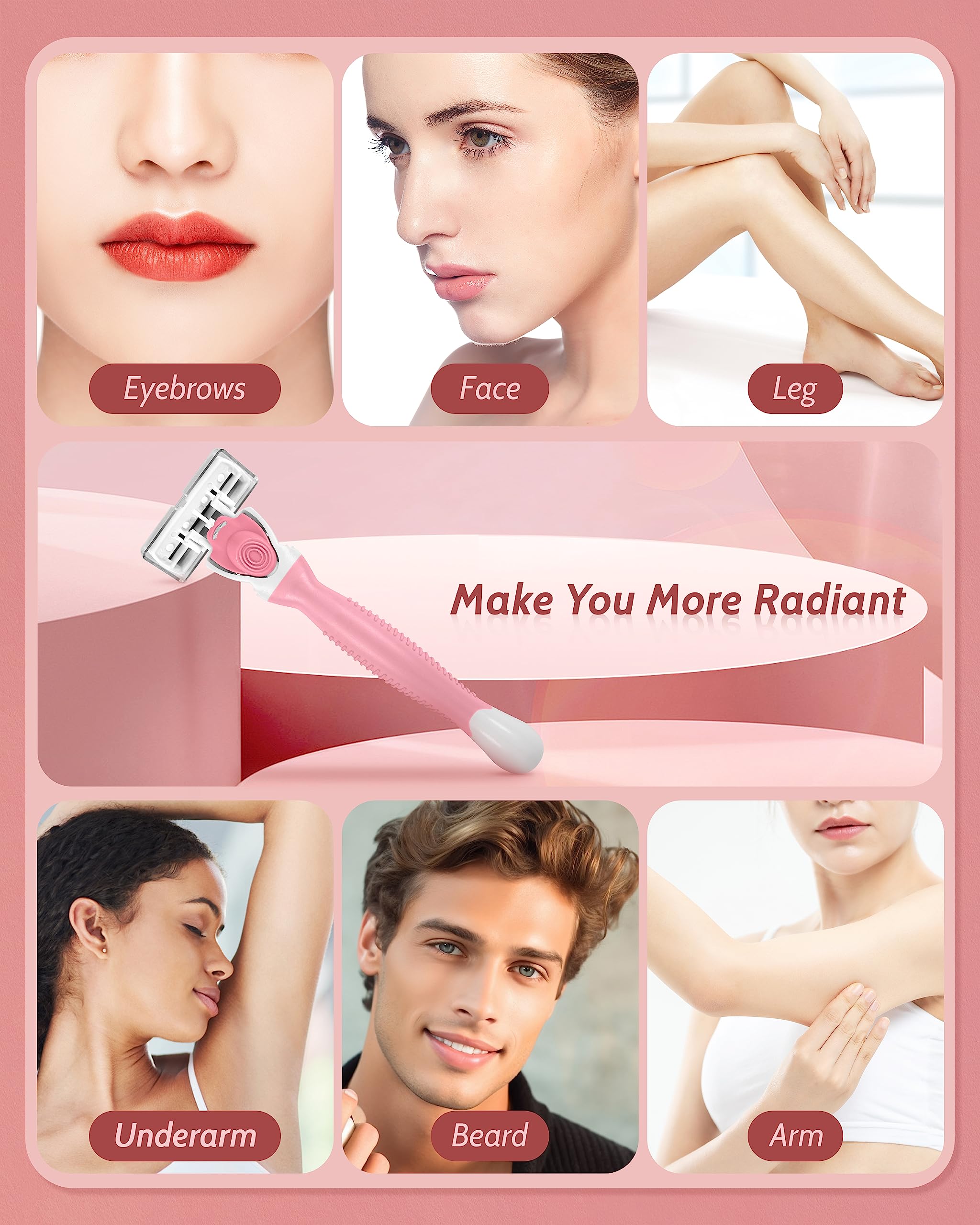 MoHern rasoir femmes corps entier avec 12 recharges pour utilisation polyvalente