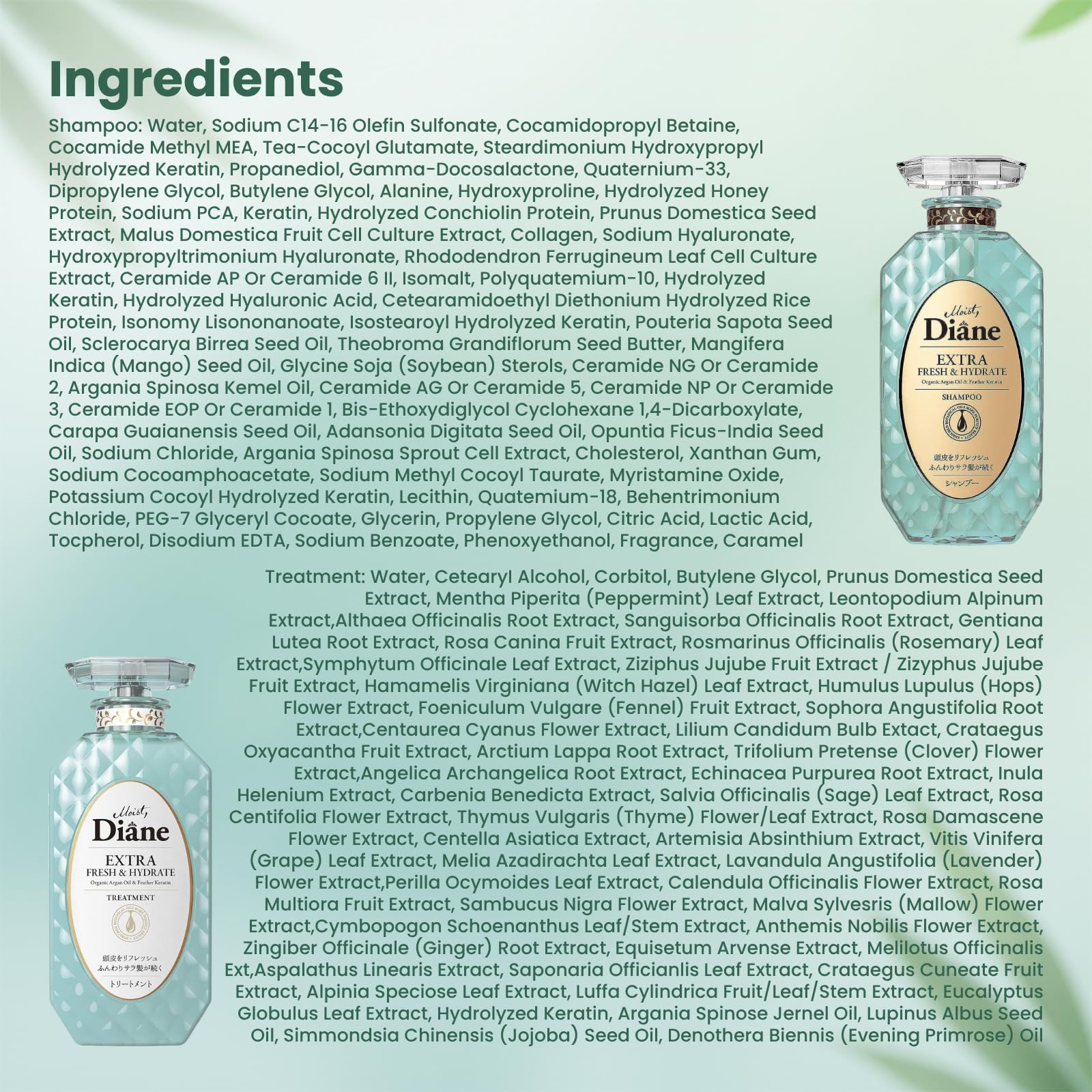 Cheveux propres, légers et brillants après l’utilisation Moist Diane.