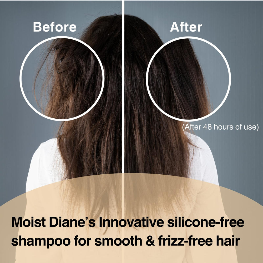 Moist Diane – ensemble keratine, présentation élégante duo shampoing et après-shampoing.