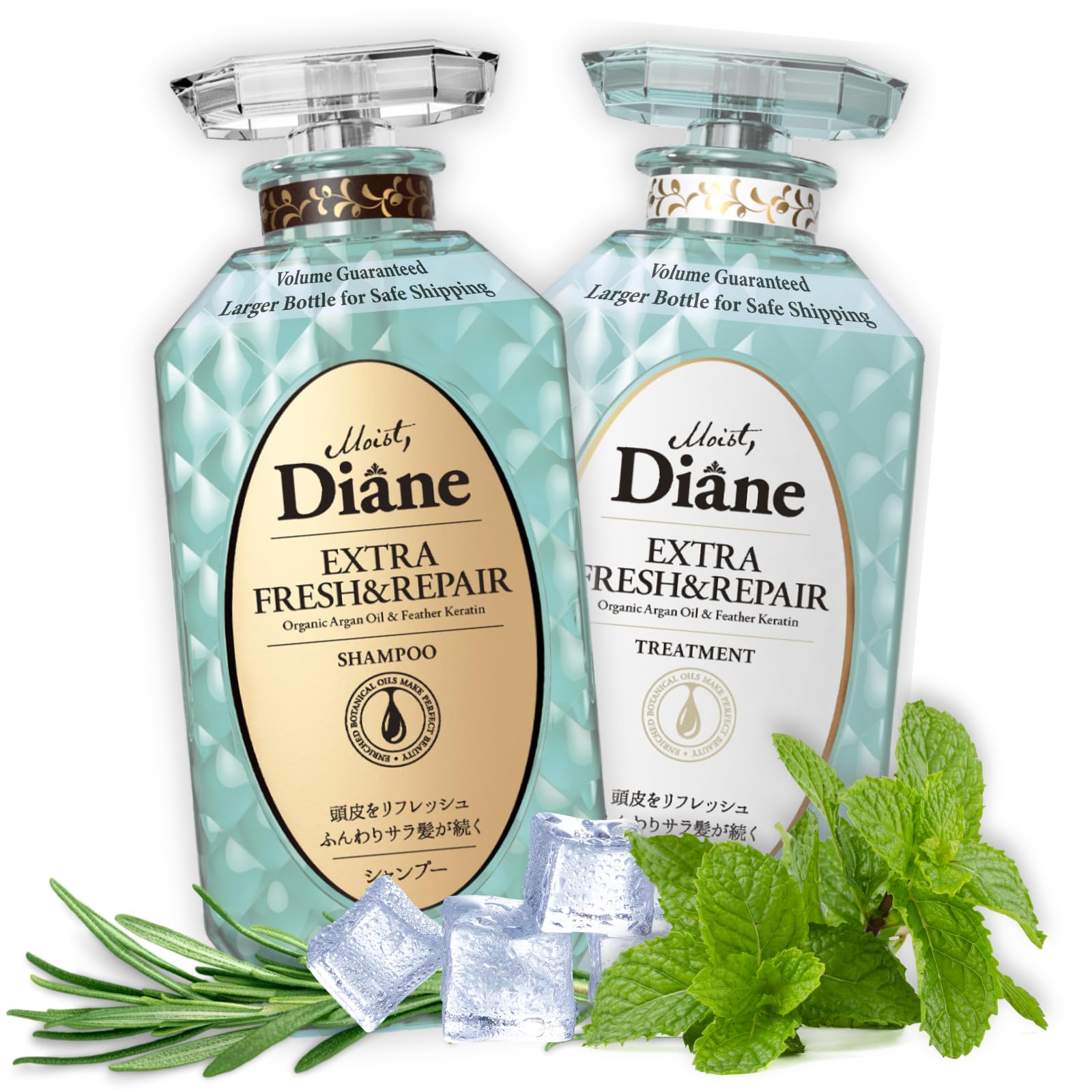Shampoing anti-pelliculaire Moist Diane en flacon pour cuir chevelu frais et propre.