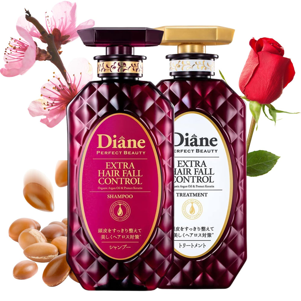 Shampoing Moist Diane anti-chute en bouteille, sensation de fraîcheur et volume potentiel.