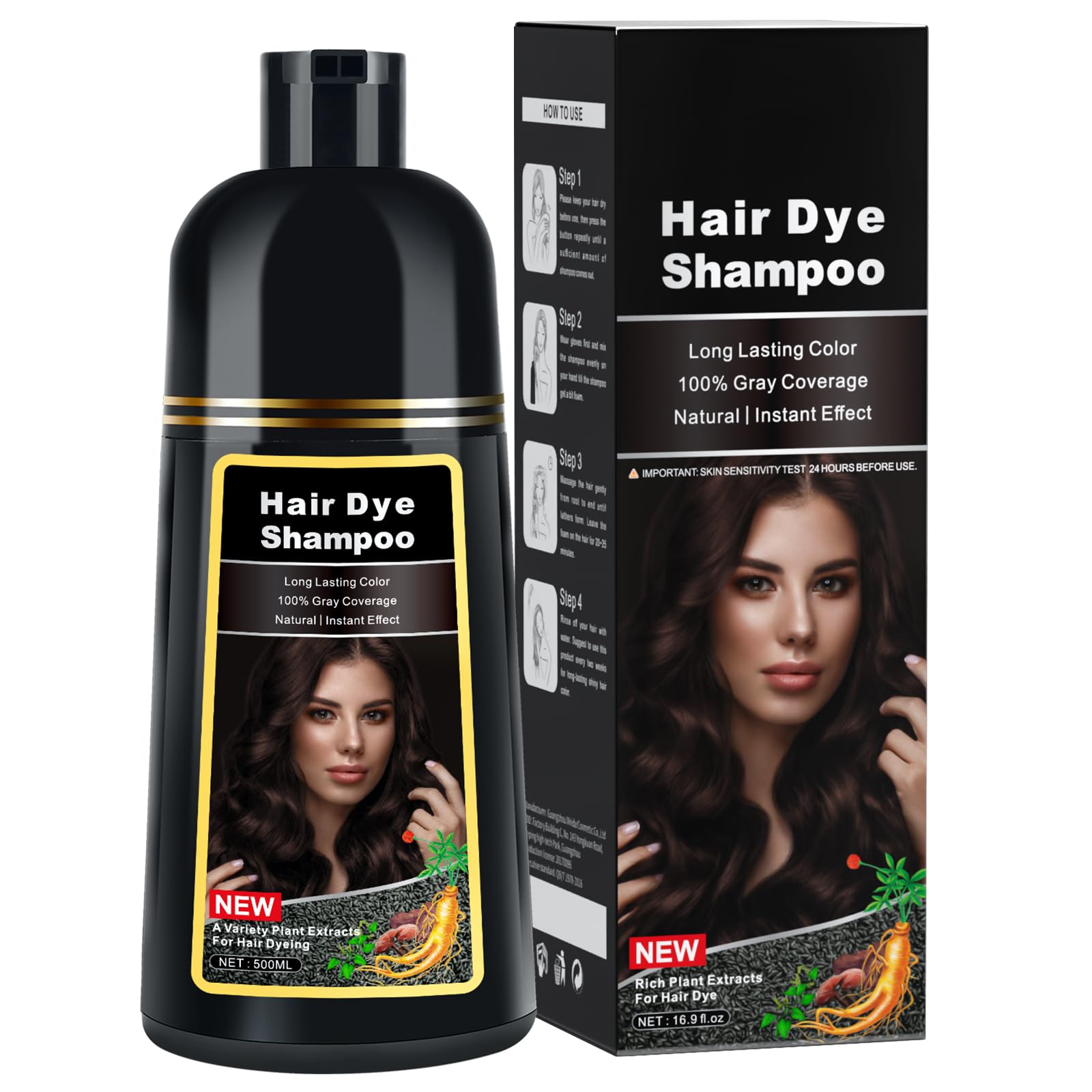 MOISTAR Shampoing-teinture brun foncé couvrant les gris avec une couleur durable