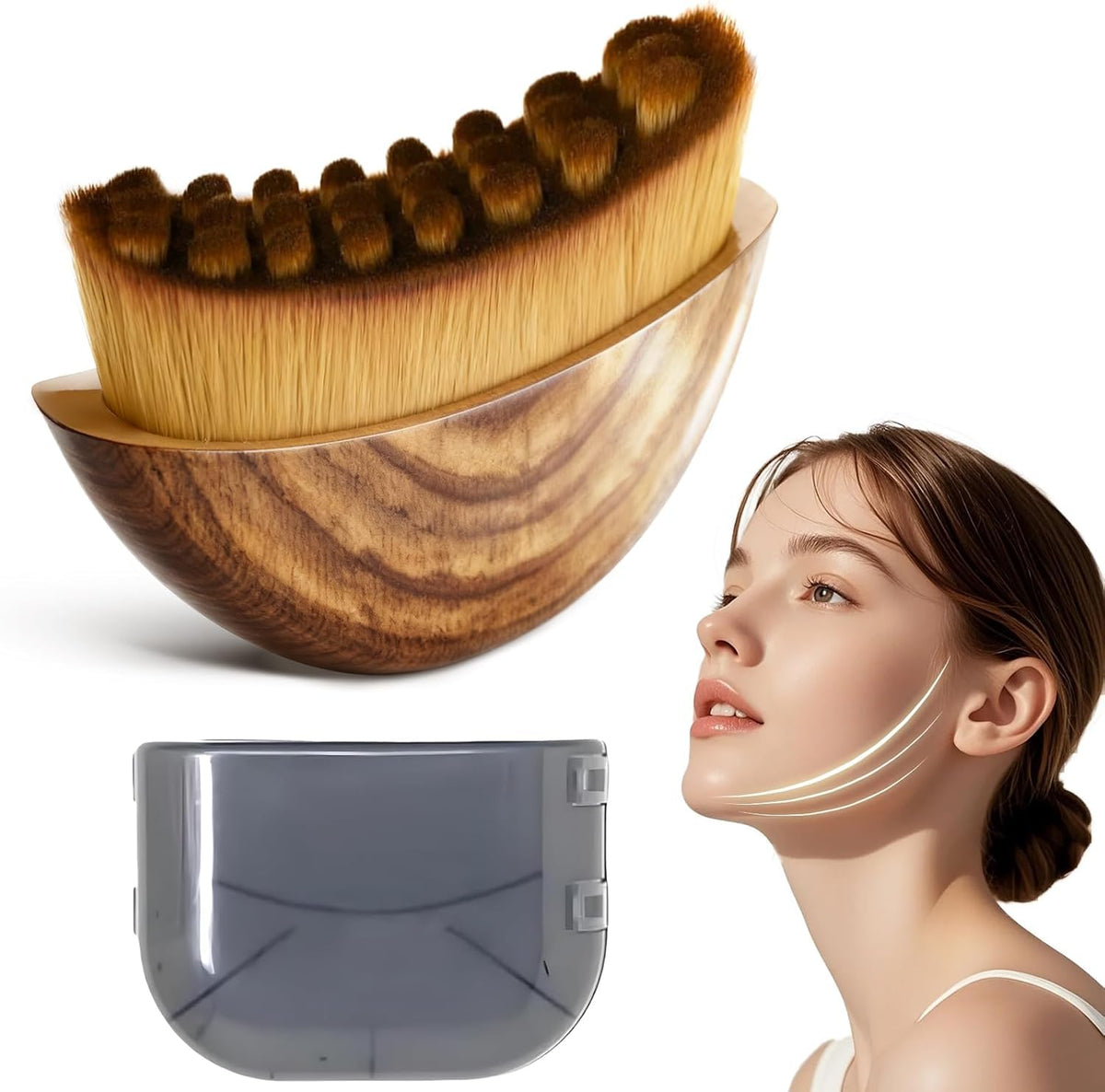 Brosse contour lymphatique du visage MOKA, massage ergonomique et relaxant.