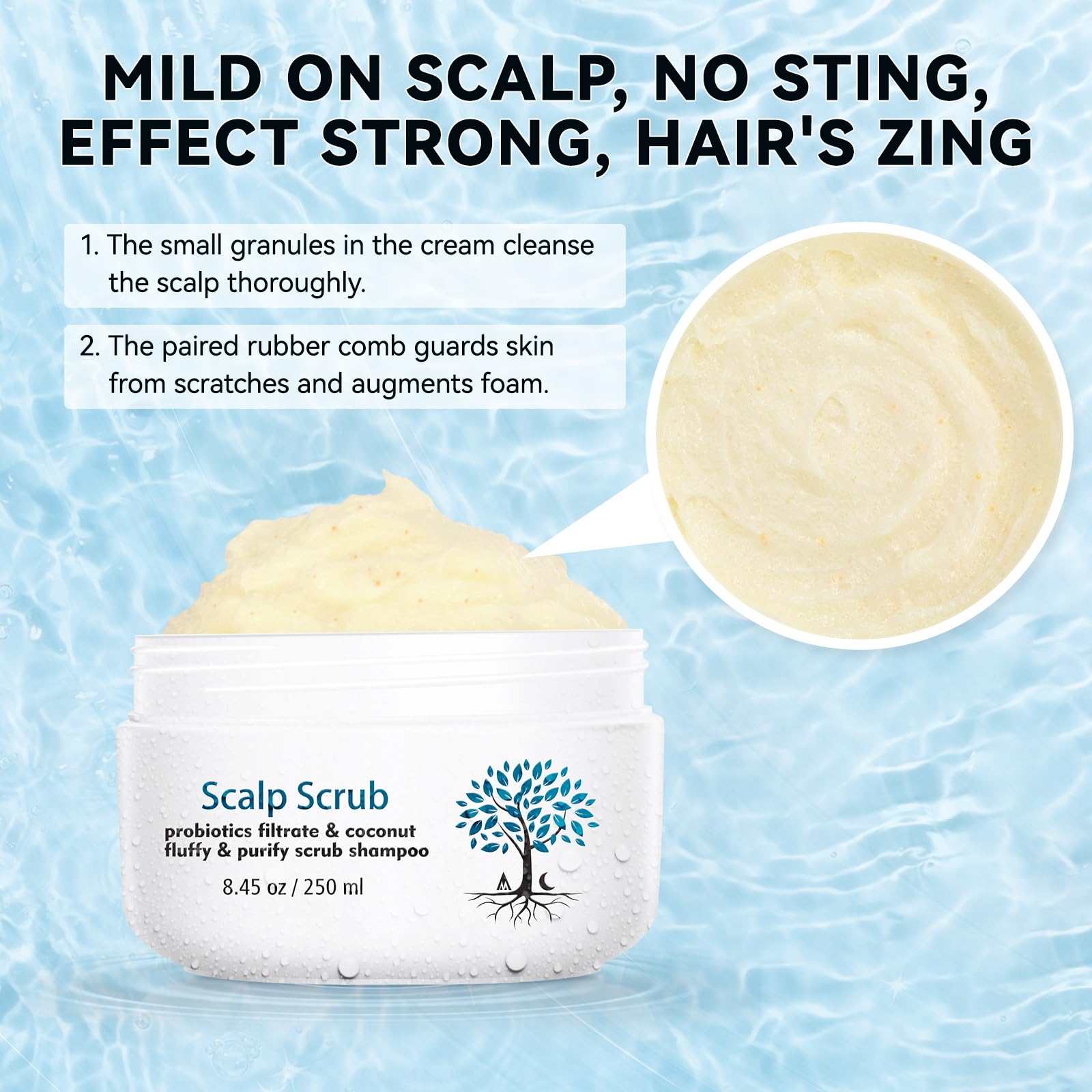 Mokasakiso brosse-scrub cuir-chevelu, masse douce et purification.