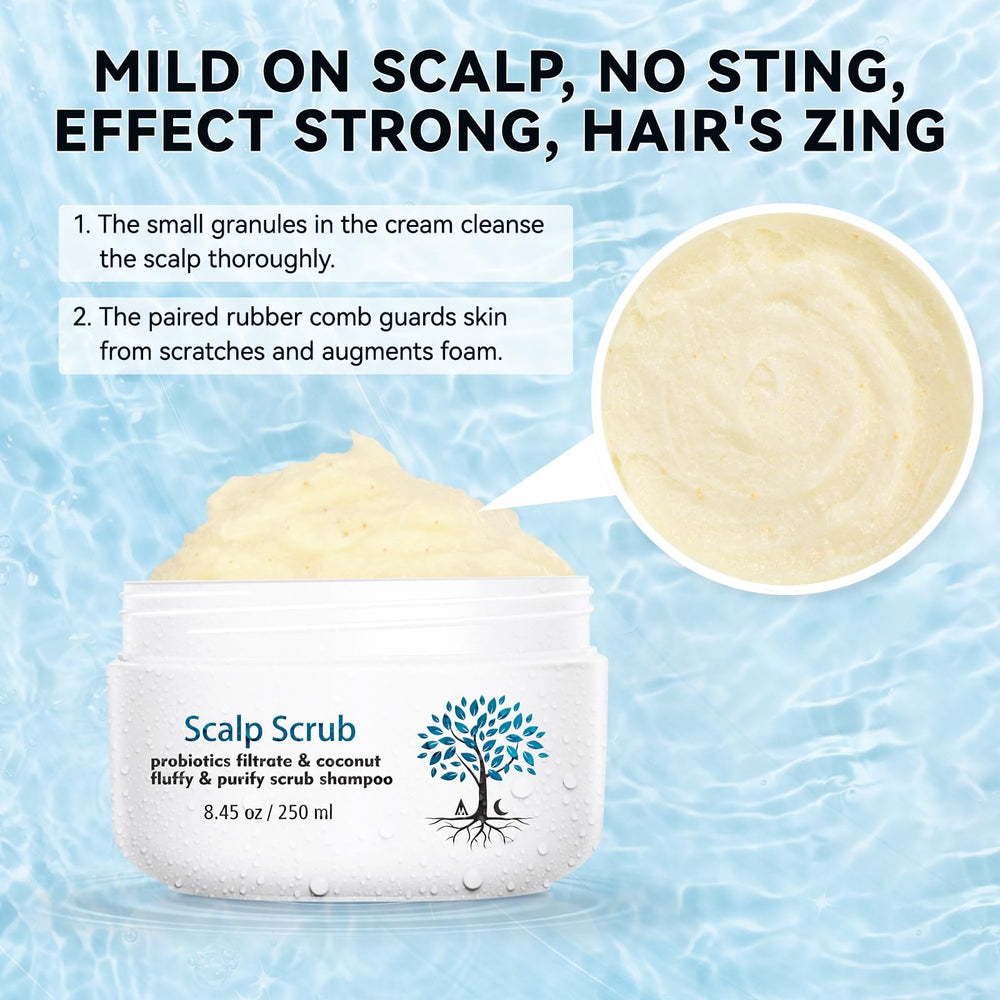 Mokasakiso brosse-scrub cuir-chevelu, masse douce et purification.