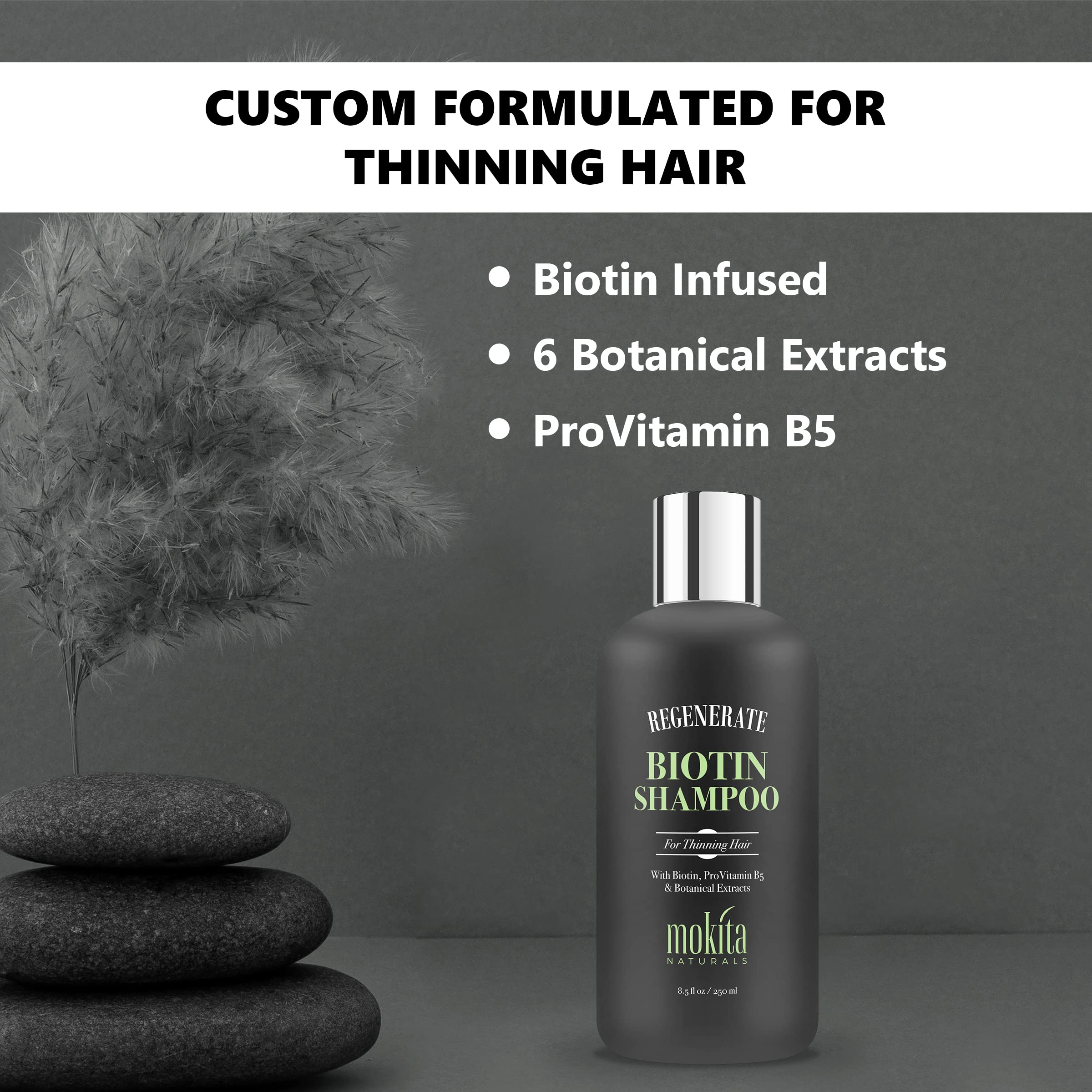 Formulation à base de biotine, Mokita Naturals pour cheveux plus forts.