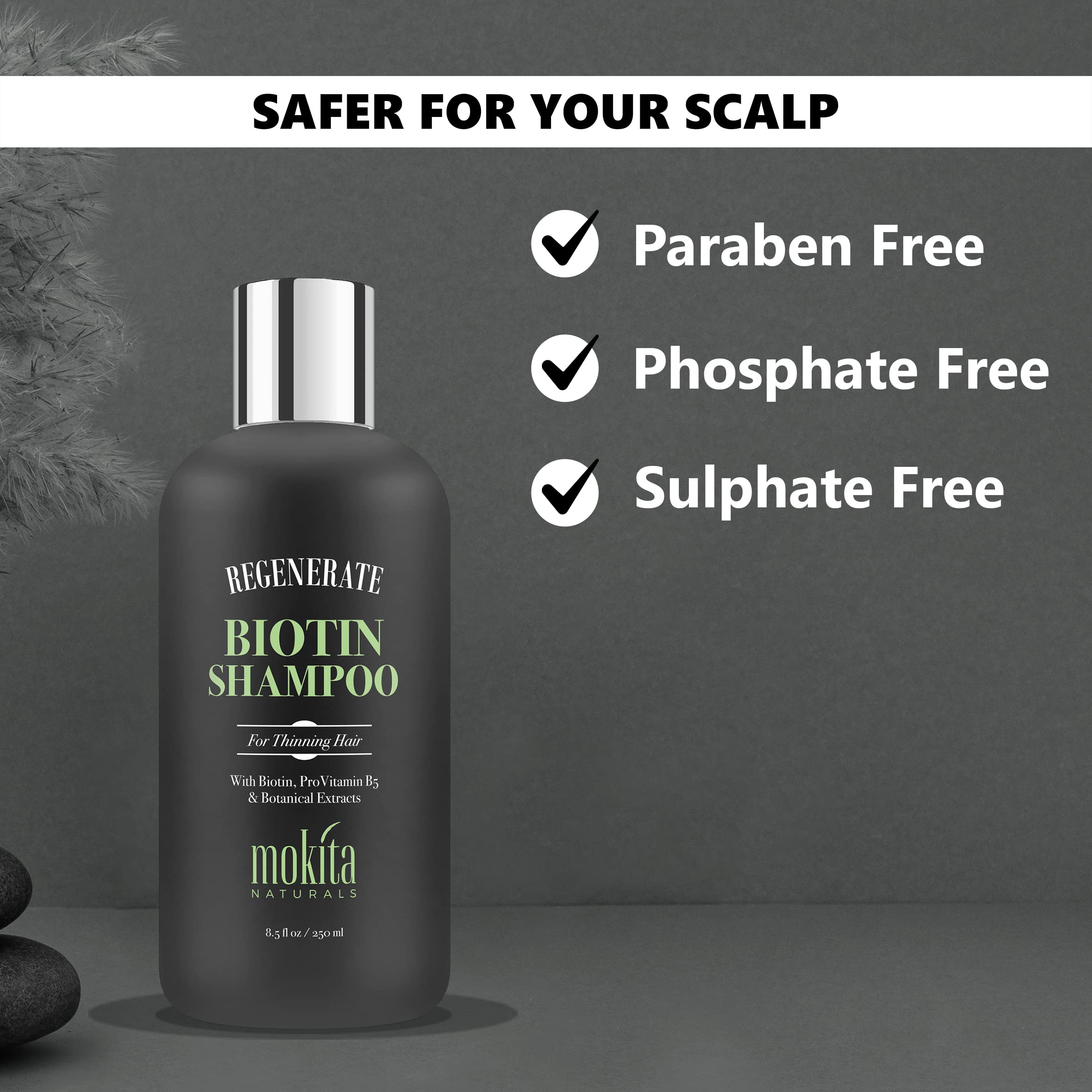 Shampooing clarifiant Mokita Naturals, racines revitalisées et longueurs propres.