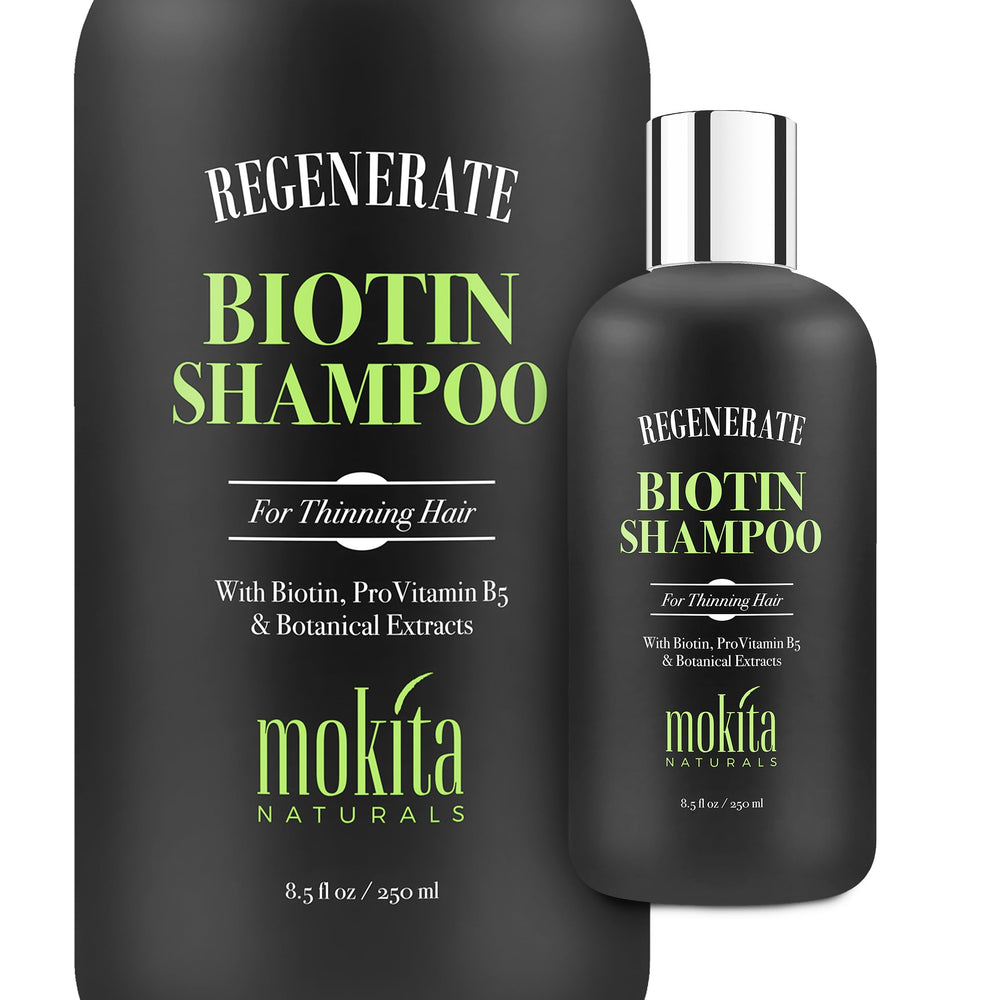 Shampoing Mokita Naturals volumisant, pour cheveux fins et volumineux.